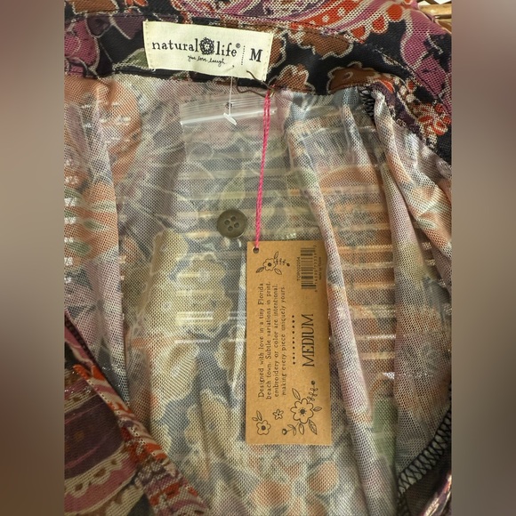 Natural Life Carina Mesh Top Black Sketched Paisley Long Sleeve Size XS NWT - Picture 6 of 9